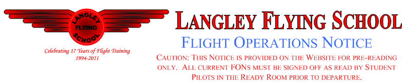 Flight Operation Notice, Langley Flying School